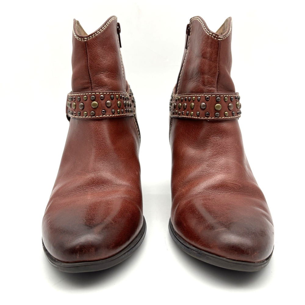 Sofft Brown Studded Leather Ankle Boots - Picture 6 of 16